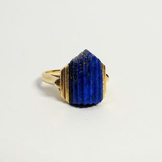 Art Deco Lapis Lazuli 14K Gold Ring