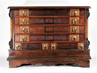 19C. Victorian Aesthetic Burl Walnut Spool Cabinet
