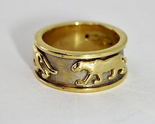 14K Gold Men's High Relief Panther Ring