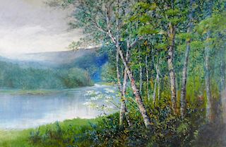 1895 New England Impressionist Landscape Painting
