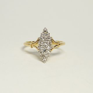 14K Yellow Gold Marquise Design Diamond Ring
