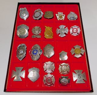23 Antique Fire Fighter Captain Lieutenant Badges