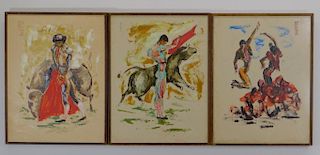 3 Josep Tur Spanish Matador Bull Fighting Painting