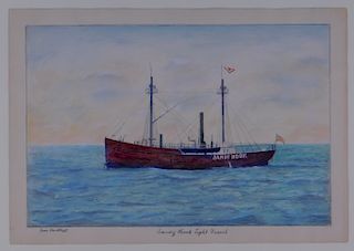 Irvin Strickland Folk Maritime Vessel WC Painting