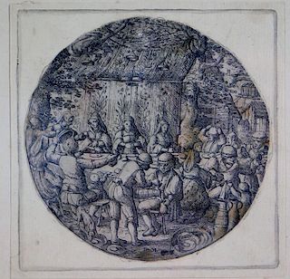 16C Hans Bol Peasants Wedding Feast Engraving