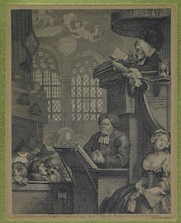 William Hogarth Sleeping Congregation Engraving