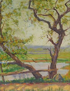 C.1930 Impressionist Plein Air Landscape Painting