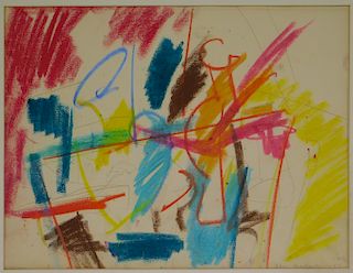 1953 Taro Yamamoto Paris Exhibition Crayon Drawing