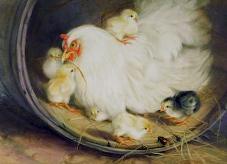 Clara Maxfield Farm Genre Chicken Hen Painting