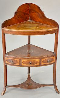 George III mahogany inlaid corner wash stand, 19th century. ht. 39 in., wd. 24 in.