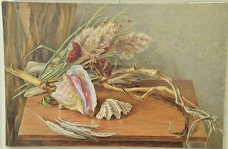 Dorothy Ochtman (1892-1971), oil on canvas, "Driftwood and Shells", signed lower left: Dorothy Ochtman, having two labels on verso i...