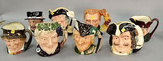 Group of eight Royal Doulton character mugs to include Robin Hood, Beefeater, Old Charley Town Crier, Bacchus, Capt. Henry Morgan, V...