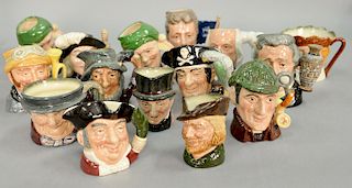 Group of thirty-one small mugs, mostly Royal Doulton including Capt. Ahab, The Walrus & Carpenter, Indian, Old Salt, The Sleuth, Lon...
