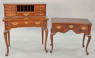 Two piece lot to include a desk (ht. 40 1/2 in., wd. 34 in., and a small lowboy ht. 27 1/2 in., wd. 32 in.