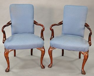 Pair of Queen Anne style armchairs. ht. 36 in.