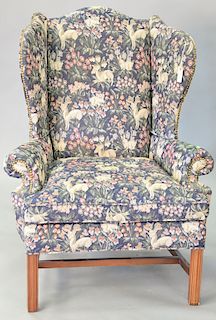 Kravet Furniture upholstered wing chair having tapestry style upholstery.