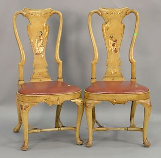 Pair of chinoiserie decorated Queen Anne style side chairs.