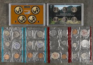 Four United States currency sets, to include a mint set, 1970 (missing a half dollar), a mint set,