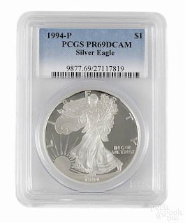 Silver American Eagle dollar, 1994-P, PCGS PR-69 DCAM.