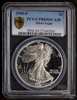 Silver American Eagle dollar, 1995-P, PCGS PR-69 DCAM.