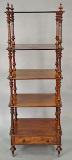 George IV mahogany etagere with drawer, 19th century. ht. 67 in., top: 17" x 24"