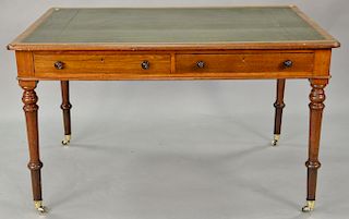 George IV mahogany writing table with green tooled leather top, 19th century. ht. 32 in., top: 35" x 54"