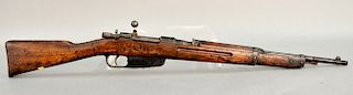 World War II Carcano Rifle, 6.5mm bolt action, dated 1939, works, stock dings, bore good, barrel lg. 20 in., sn D9323.