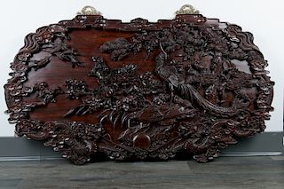 CARVED SUANZHI WOOD DRAGON PANEL