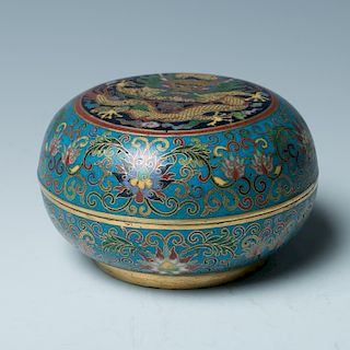 CLOISONNE 'DRAGON' BOX WITH COVER, LATE QING