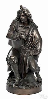 Albert Ernest Carrier Belluse (French 1824-1887), patinated bronze of Rembrandt, 25 1/4'' h.