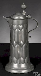 German pewter spouted flagon or Schnabelstitze, 19th c.