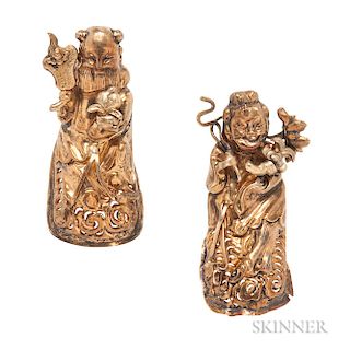Pair of Antique Silver-gilt Fingernail Protectors