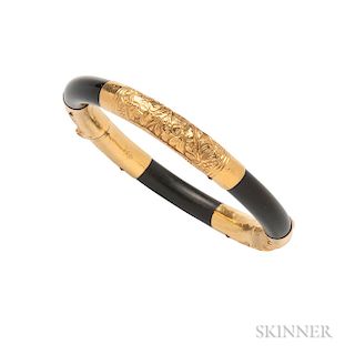 High-karat Gold and Lacquered Wood Bracelet