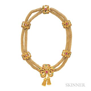 Antique Gold Gem-set Necklace