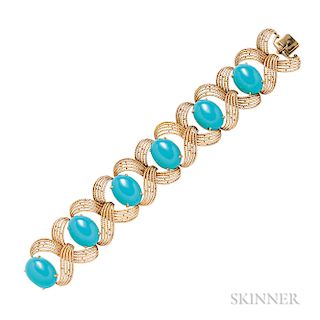 18kt Gold and Turquoise Bracelet, G. Petochi
