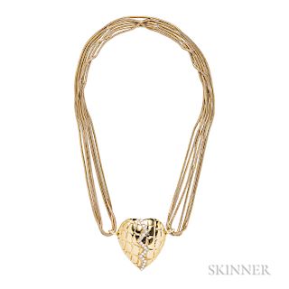 18kt Gold and Diamond Mended Heart Pendant, Gucci