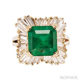 18kt Gold, Emerald, and Diamond Ballerina Ring