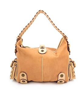 A Chloe Tan Leather Silverado Shoulder Bag, 10" H x 15" W x 7.25" D; Strap drop: 9.5".