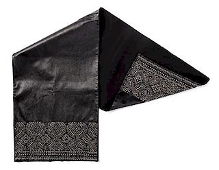 A Gianni Versace Black Leather Scarf, 39" L x 11.5" W.