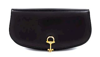 A Gucci Black Leather Vintage Clutch, 5" H x 9.5" W x 1.5" D.