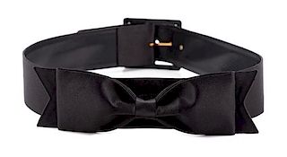 A Chanel Black Satin Bow Belt, 75/30. 28"-30" x 2".