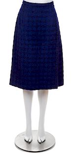 A Chanel Creations Blue Boucle Faux Wrap Skirt, No size.