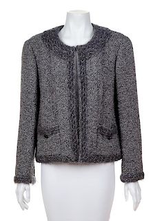 A Chanel Grey Tweed Boucle Jacket, No size.
