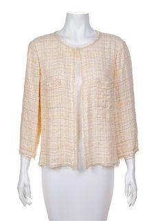 A Chanel Cream Cotton and Linen Jacket, Size 44.