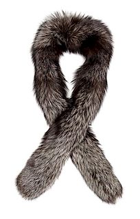 * A Silver Fox Fur Scarf, 60" L x 6" W.