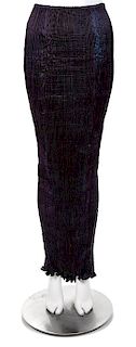 A Patricia Lester Dark Purple/Black Silk Hand Pleated Strapless Sheath, No size.