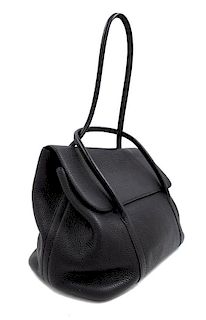 An Hermès Black Togo Martin Margiela Design Initiale Bag, 9.5" H x 12.5" W x 6" D; Handle drop: 10".