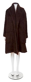 An Hermès Brown Mohair Coat, Size XS.