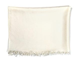 An Hermès Cream Wool and Silk Jacquard Scarf, 55.5" x 35".