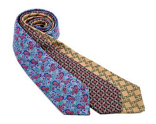 A Group of Three Hermès Silk Ties,